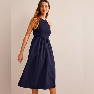 NWT Boden Ribbed Halterneck Midi Dress Navy Blue US 2 UK 6